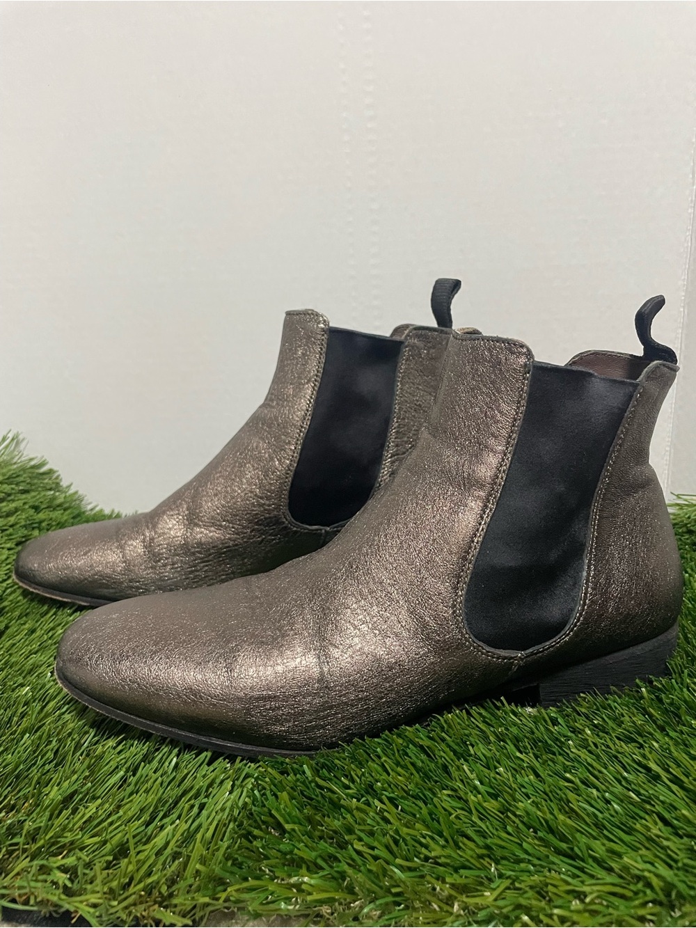 BOEMOS Italy Metallic Leather Chelsea Ankle Boots Women’s US 7.5 EU 38